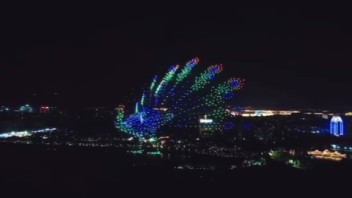 云南泼水节，千架无人机表演