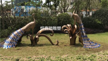 <b>珠海</b>仁恒小区广场装饰玫瑰金不锈钢孔雀雕塑厂家报价