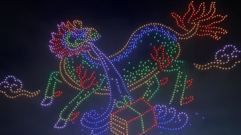 茂名电白无人机表演  灵王宫3周年1500架无人机助力表演