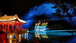 江苏园博园在夜晚增添亮丽风景