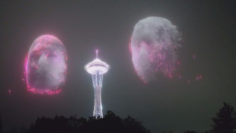 2021“虚拟跨年灯光秀”| 西雅图太空针塔首度上演跨年虚拟太空灯光秀 