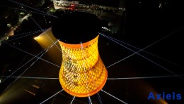 四川渠县橘若赛博朋克小镇360°冷却塔光影秀——国内首个360°冷却塔环绕灯光秀