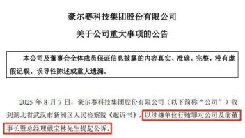 照明行业上市企业豪尔赛<b>创始人涉嫌行贿罪</b>被起诉！