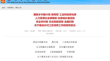 文旅部等8部门：培育乡村工匠千个名师、100名大师、100个传习所